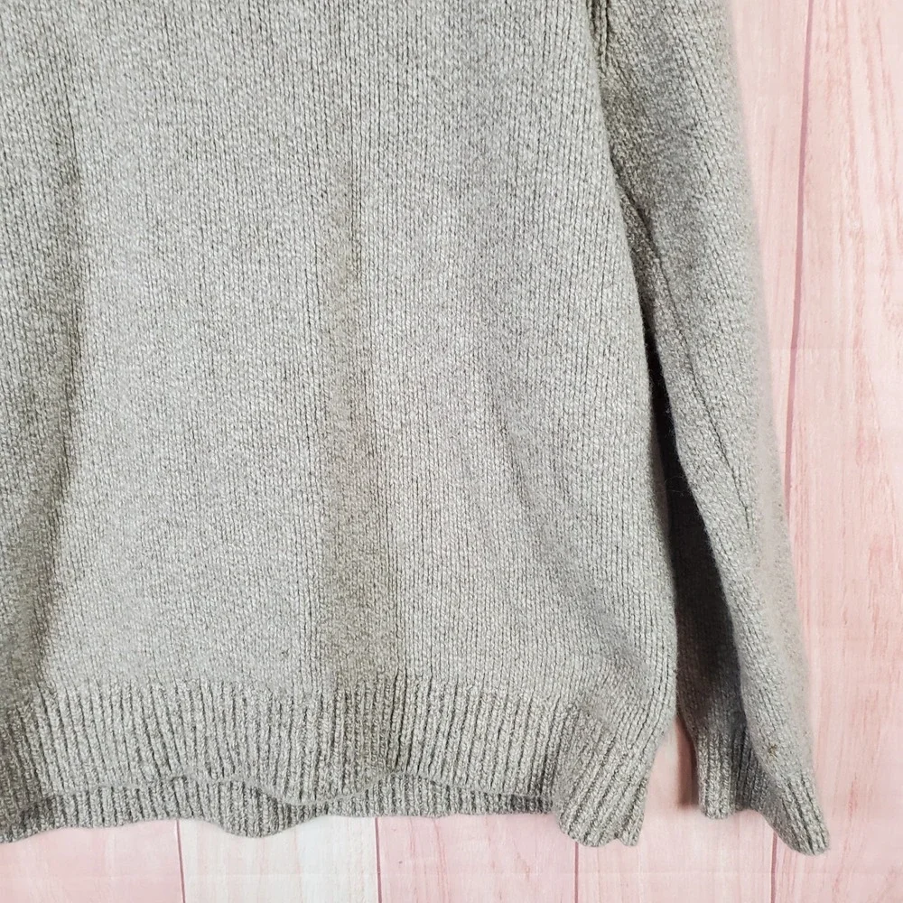 L.L. Bean Mens‎ Sweater 2XL Tall Tan Knitted Henley Neck Lambswool 285175